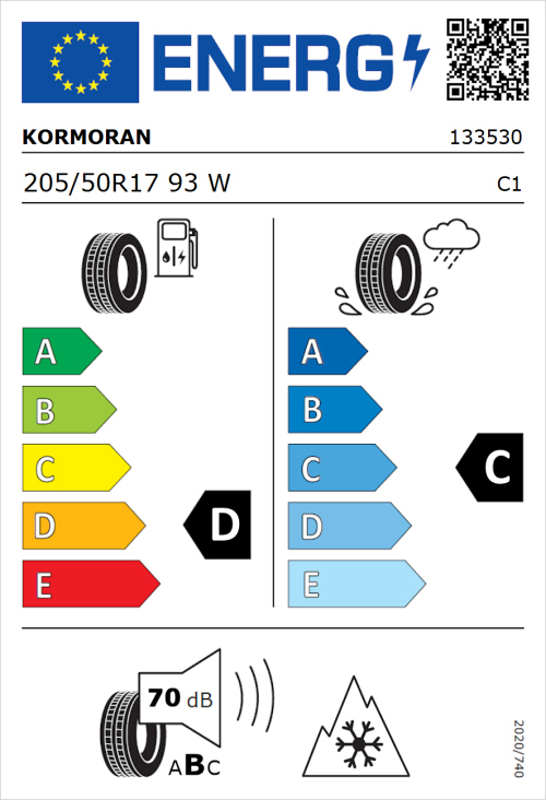 Tyre Label for Kormoran All Season 205/50R17 93W